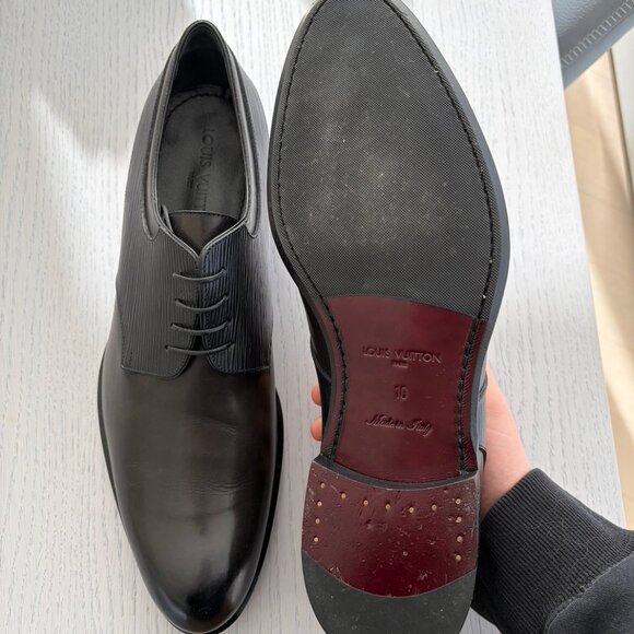 Louis Vuitton Two Tone Leather And Black Epi Leather Lace Up Derby Size 10 main image 5